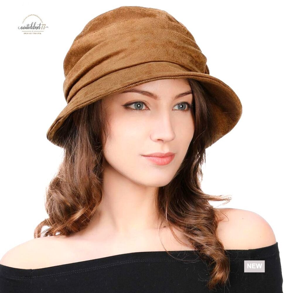 Packable Floppy Cloche Bucket Hat Adjustable Drawstring Winter Fedora